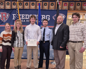 Senior Bryce Barker was awarded an Air Force ROTC Scholarship during a brief ceremony at Reedsburg Area High School, where his family and school administrative staff were present.  This scholarship is awarded on a competitive and highly selective basis as a result of meritorious achievement in academic studies and extracurricular activities and for demonstrating a desire to serve in the United States Air Force. (Submitted photos)