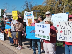 Protestors gathered in Reedsburg for a No Kings rally on Oct. 18. It was part of a nationwide series of protests. (Submitted photos)