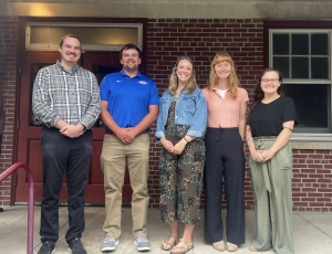 The School District of Reedsburg welcomed new teachers this week. From left are Kurt Davis, Science teacher at Reedsburg Area High School; Wyatt Molitor, sixth grade teacher at Webb Middle School; Rachael Bromley, third grade special education teacher at Prairie Ridge Intermediate School; Gabi Ruffi, third grade special education teacher at Prairie Ridge Intermediate School; and Symphanie Lynch, school psychologist at Westside Elementary School and Prairie Ridge Intermediate School. (Submitted photo)