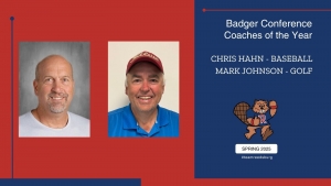 Chris Hahn, left, and Mark Johnson, both from Reedsburg have been chosen as Badger Small Coaches of the Year this spring. Hahn wins the baseball honor for the second year in a row, leading the Beavers to a conference title for the third year in a row, while Johnson was recognized in golf as the Beavers moved up the league standings this year. (School District of Reedsburg photo)