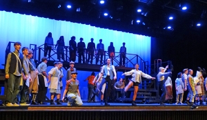 The metal parts of the “Newsies” set were made by RAHS tech ed students. The school purchased the steel, and the kids used class time to build the finished product. It’s one example of the District’s efforts to have disciplines work together (in this case, art and technical education), as well as give kids the opportunity to get hands-on, real-world experience.