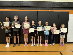 St. Peter’s School students competed in the Annual Jump Rope Contest on Jan. 13. They will advance to the Speed Jump Rope Contest in Bloomer on Jan. 29. From left are Newton Butler, Dayne Schultz, Lindsey Lichte, Tinana Bachmann, Emily Thomas, Adelyn Shimniok, Emily Nolden and Avery Unbehaun. (Submitted photo)