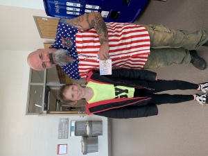 Fifth grade Student Senate member Mercedee Bushweilier made a special Thank you card for Bob Parlich.