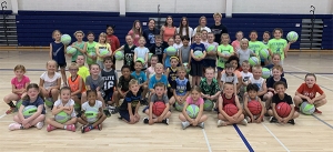 Former Beaver Girls Basketball Coach Brenda Bestor held her annual Be A Beaver Basketball Camp this June for youngsters in Grades K-3. The camp had 53 participants. RAHS athletes assisted with the program. (School District of Reedsburg photo) 
